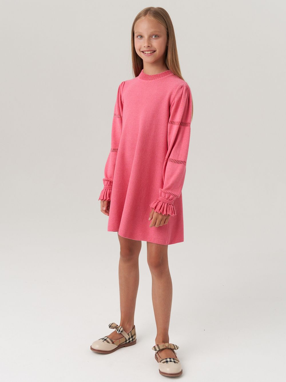 Платье для девочки с длинным рукавом AT1039 коралловый