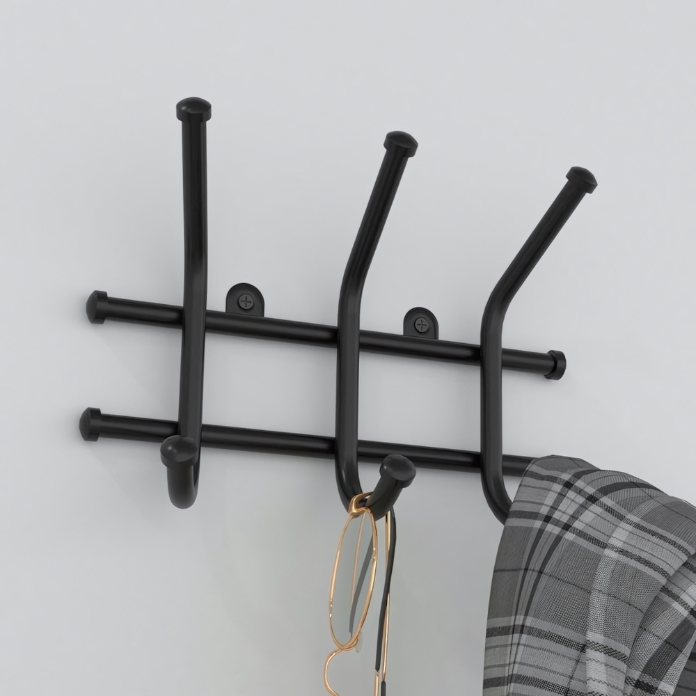 Вешалка настенная "Норма 3" 3 крючка черный