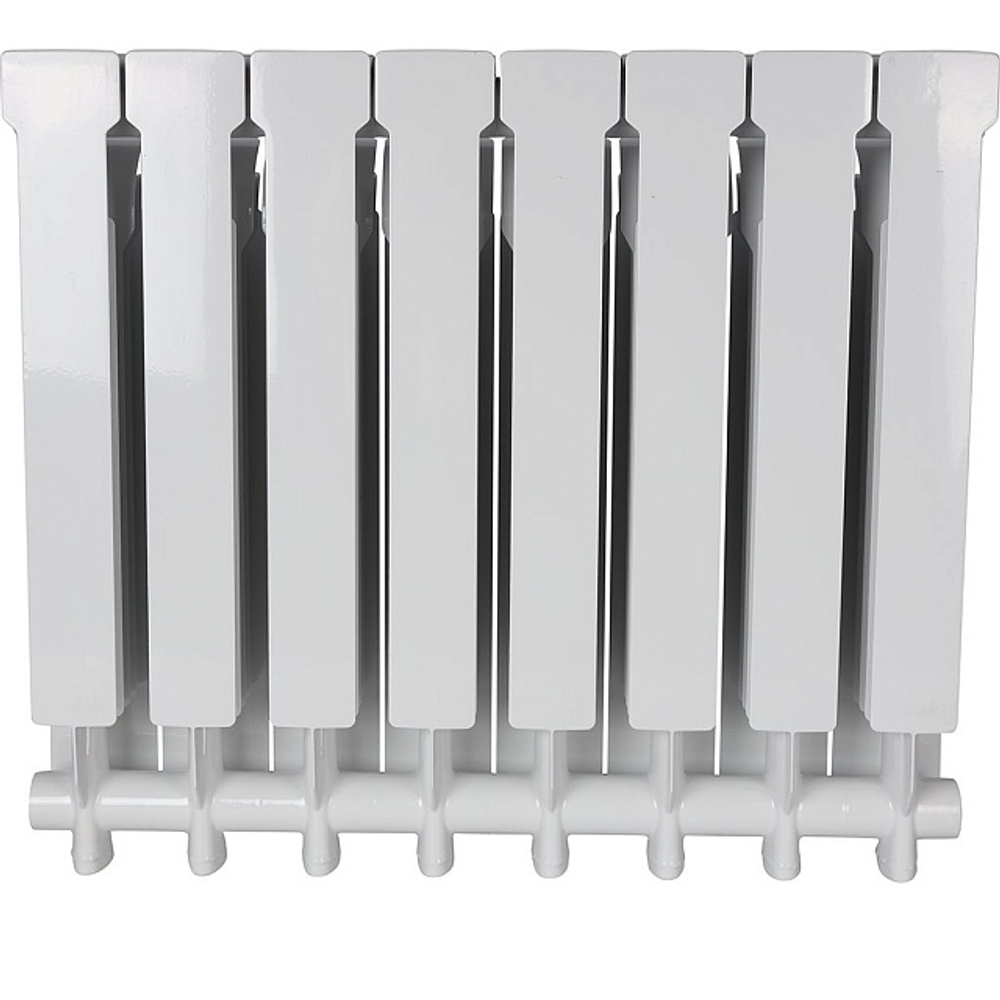 Радиатор алюминиевый STOUT Vega 500 - 8 секций (подключение боковое, цвет белый)