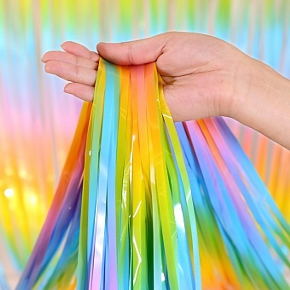 Занавес Дождик Нежная радуга Макарунс 100*200 см.