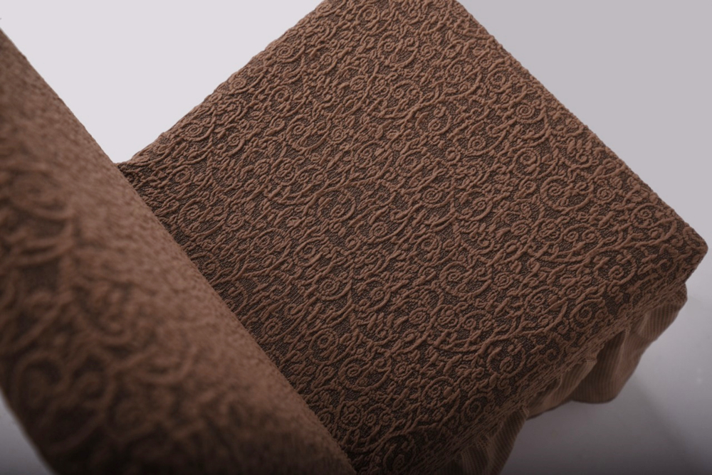 Чехол на стул с оборкой Жаккард, цвет Кофе с молоком, Набор 2 шт.