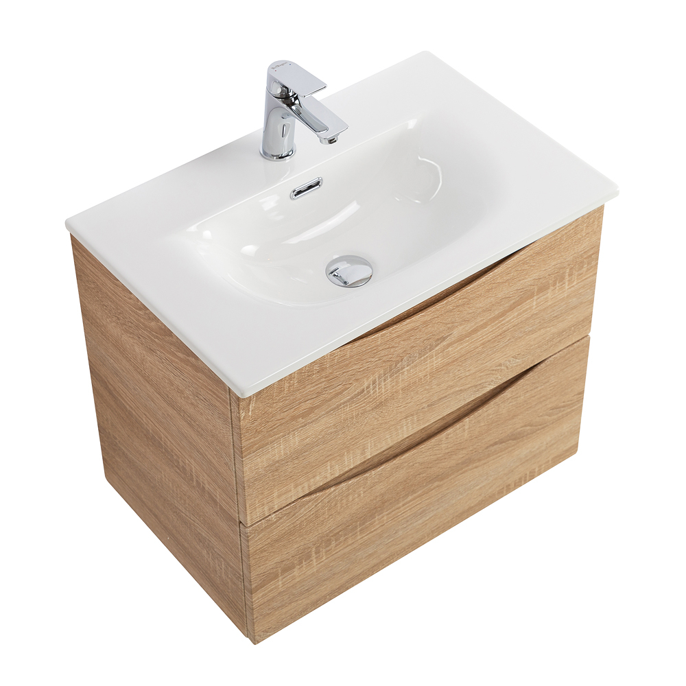 Тумба с раковиной подвесная BelBagno MARINO-CER-MINI-700-2C-SO-WO-P Rovere Bianco, раковина белая BB-8099-3-70