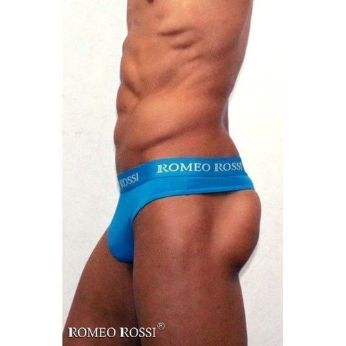 Мужские трусы стринги c резинкой Romeo Rossi бирюзовые RR1006-10