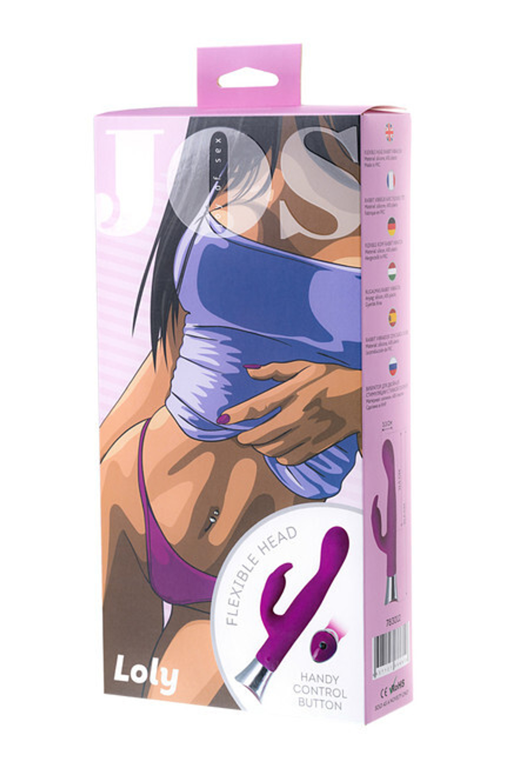 Вибратор с гибкой головкой и клиторальным стимулятором jos loly (фиолетовый, 21,6 см) (Цвет: фиолетовый)