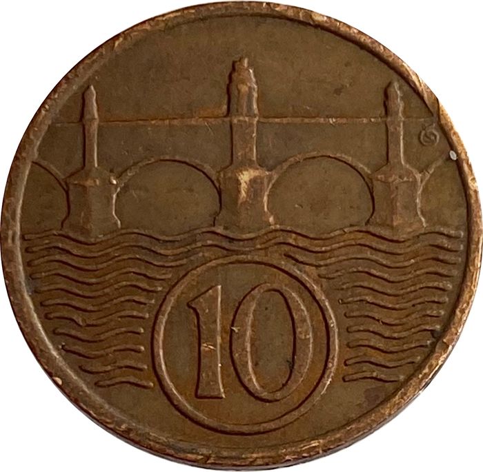 10 геллеров 1922-1938 Чехословакия