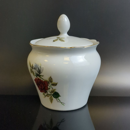 Сахарница фарфоровая, деколь розы, золочение, клеймо Kahla, Кахла, ГДР, винтаж 1968-1987 гг