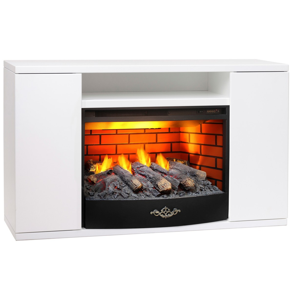 Электрокамин RealFlame Brooklyn 25,5 WT белый с очагом 3D Firestar 25,5