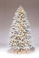 Заснеженная елка с гирляндой встроенной «Эльга» (Литая хвоя) от 1,5 м до 3 м
