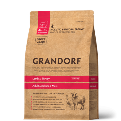 Grandorf Dog adult medium & maxi корм сухой для собак средних и крупных пород ягнёнок с индейкой
