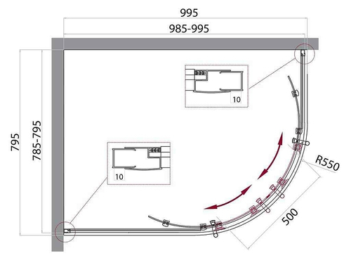 Душевой уголок BelBagno Uno 100х80 UNO-195-RH-2-100/80-C-Cr профиль Хром стекло прозрачное