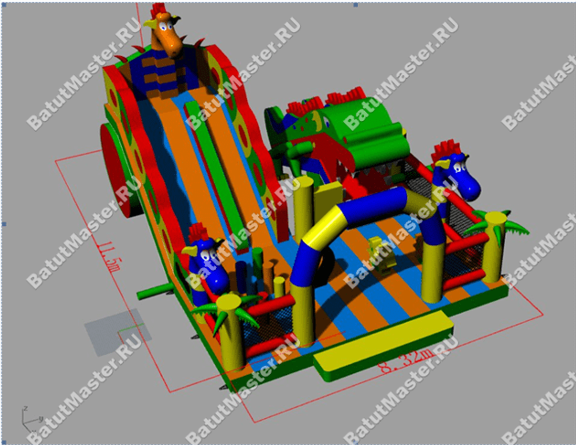 Индивидуальный пошив батута «Три дракона» с изменением высоты и ширины