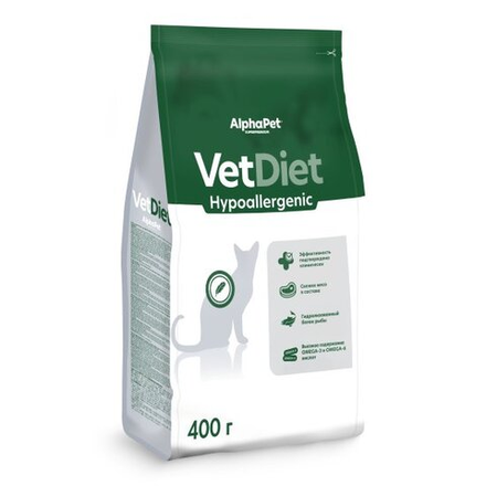 ALPHA PET Vet diet Hypo Сухой корм для кошек при пищевой аллергии 0,4 кг