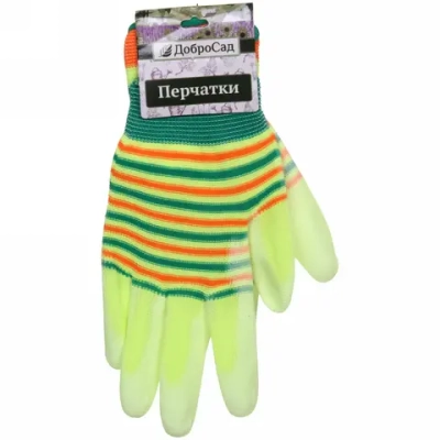 Перчатки нейлоновые «Радуга» с ПВХ покрытием полуоблитые, салатовые 8 р-р ДоброСад