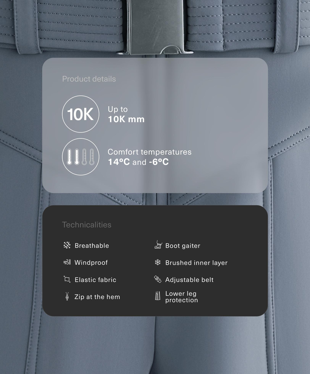 OYSHO Водонепроницаемые расклешенные эластичные брюки SKI с высокой посадкой, серо-голубой