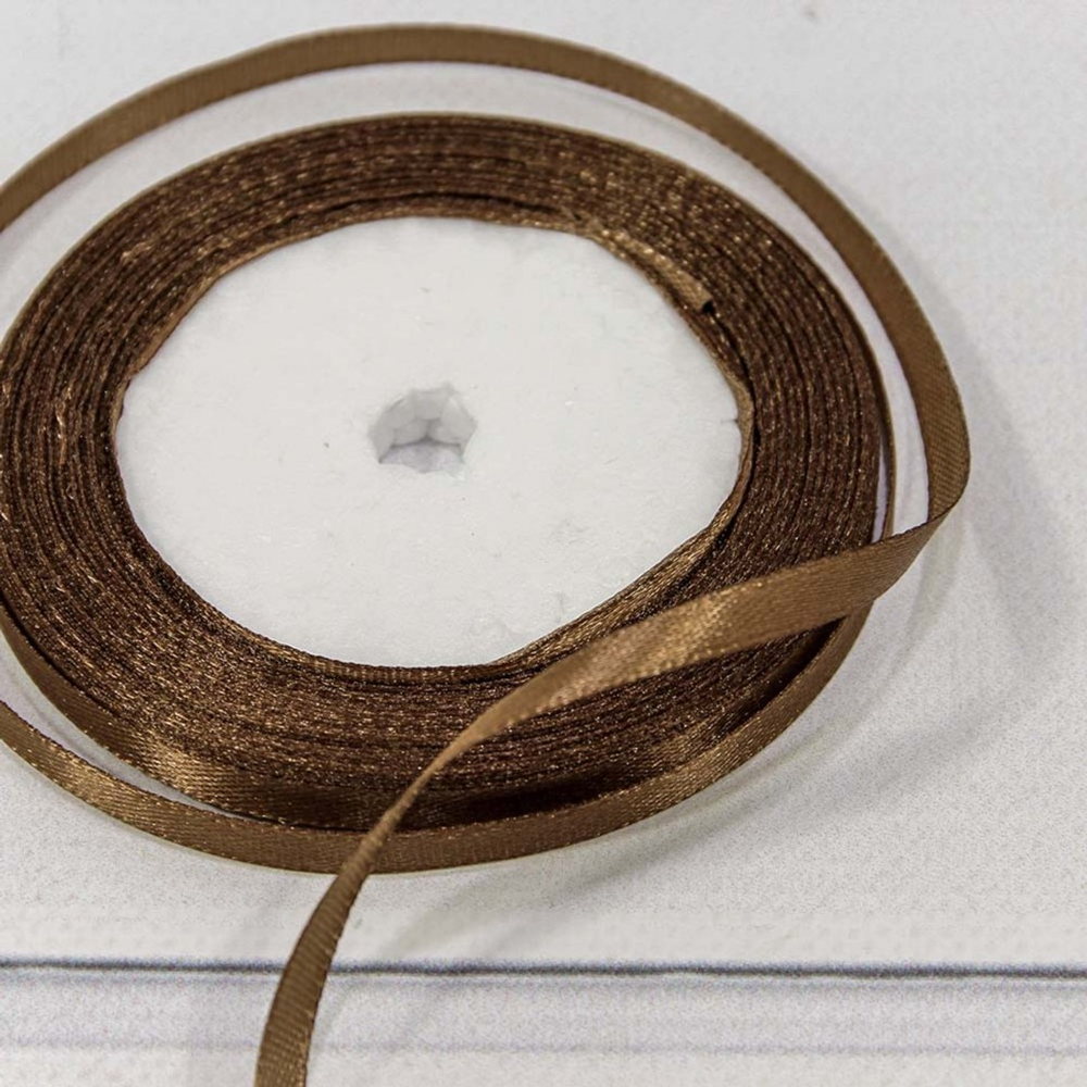 Лента Атласная 0,6см х 28м Сатин (Коричневый)