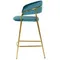 Полубарный стул Turin бирюзовый с золотыми ножками