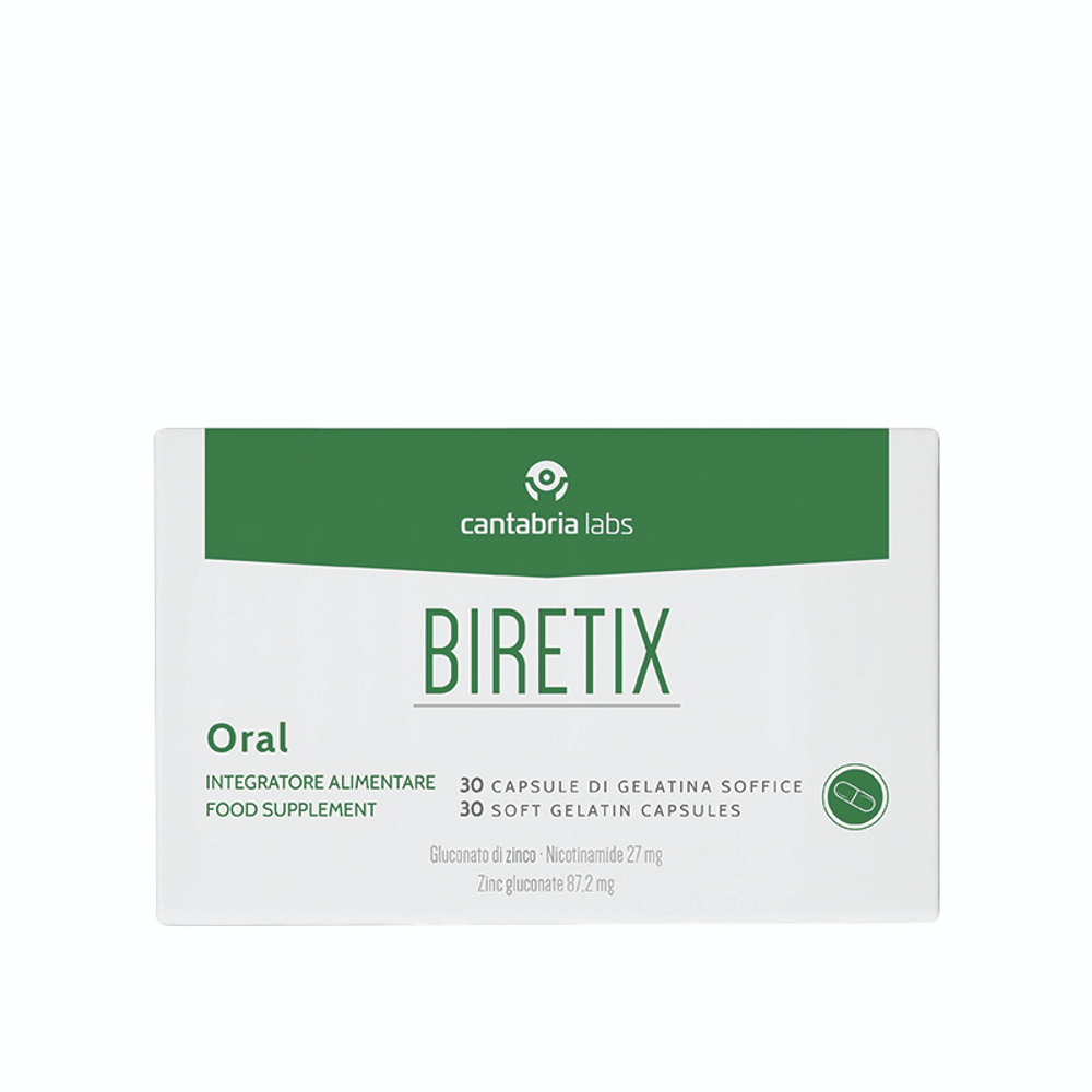 BIRETIX Oral (Cantabria Labs) – БАД «БИРЕТИКС» с глюконатом цинка и никотинамидом (30 капсул)