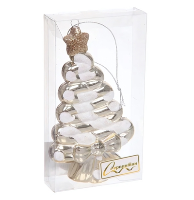 Елочная игрушка "Сладкая ёлочка" 7,5*1,5*14 см, Шампань (Серпантин)