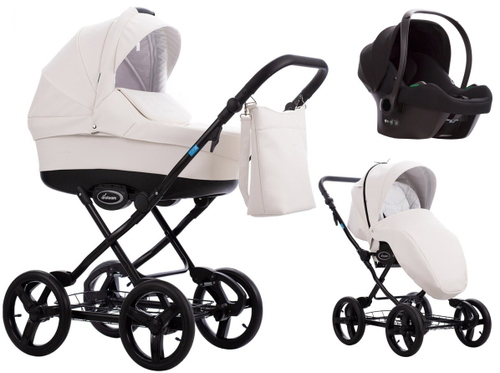 Детская коляска AroTeam Cocoline Prima 3 в 1 с автокреслом Avionaut Cosmo 08 белая кожа