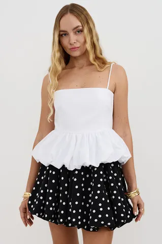 Топ с баской баллон белого цвета