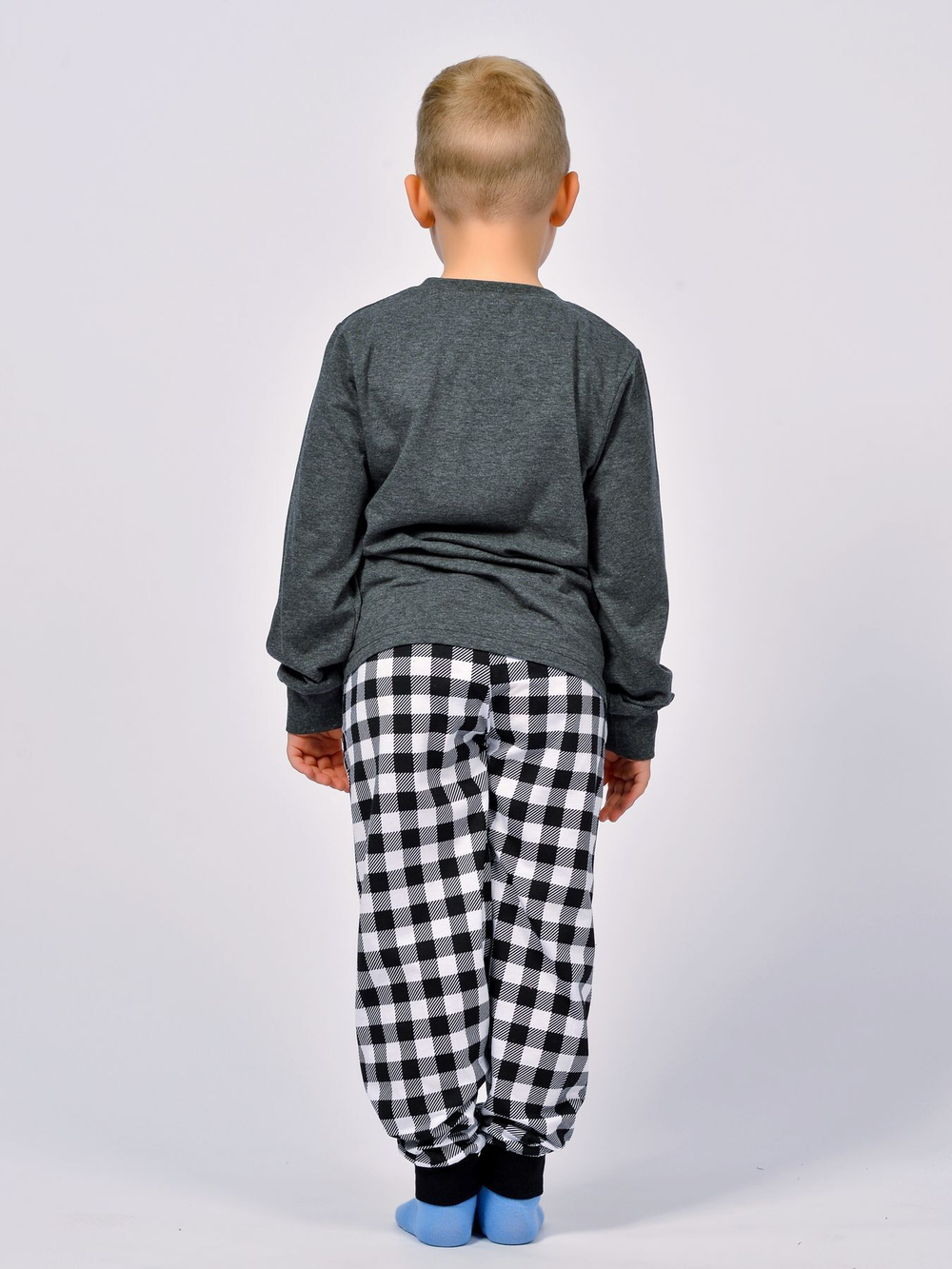 Пижама для мальчика 92207 (серый/клетка)