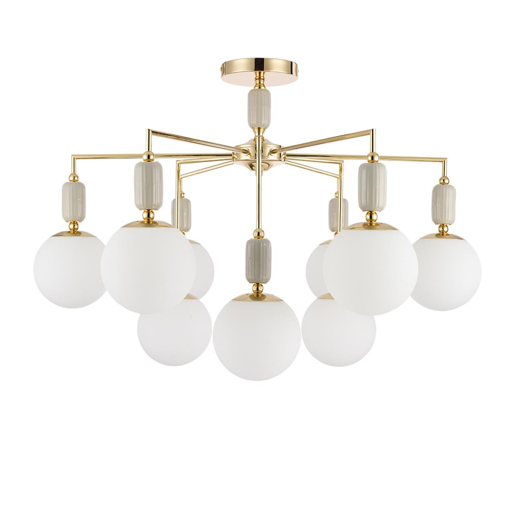 6580/9C CLASSI LN26 36 французское золото, серый/белый металл, керамика/стекло Люстра потолочная E14 9*40W 220V VIVIEN