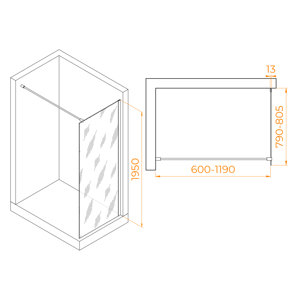 Душевая перегородка RGW WA-010G (Прозрачное, 800)