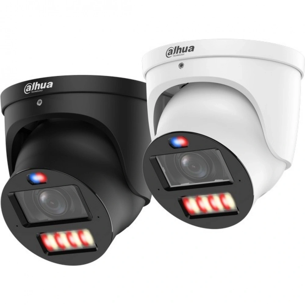 Уличная купольная IP-видеокамера Dahua WizColor 4Мп; 1/1.8” CMOS; моторизованный объектив 2.7~12мм (4x); LED 50м, ИК 50м; сигнализация красно-синей подсветкой; IP67; метал