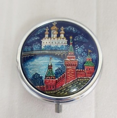 Таблетница с ручной росписью Палех "Золотые купола"