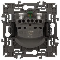 Розетка ЭРА Elegance 14-2103-03 с заземлением 2P+E Schuko со шторками с крышкой 16A-250В IP20 алюминий | Эра Elegance