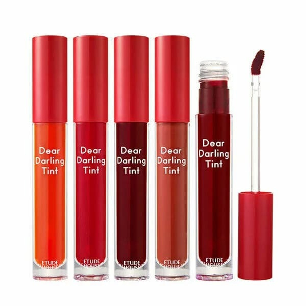 Тинт для губ Etude House #PK002 Dear Darling Water Gel Tint Plum Red гелевый тон Сливово-Красный