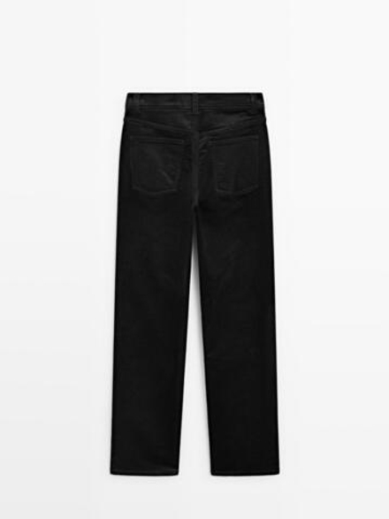 Massimo Dutti Брюки прямого кроя из вельвета в рубчик, черный