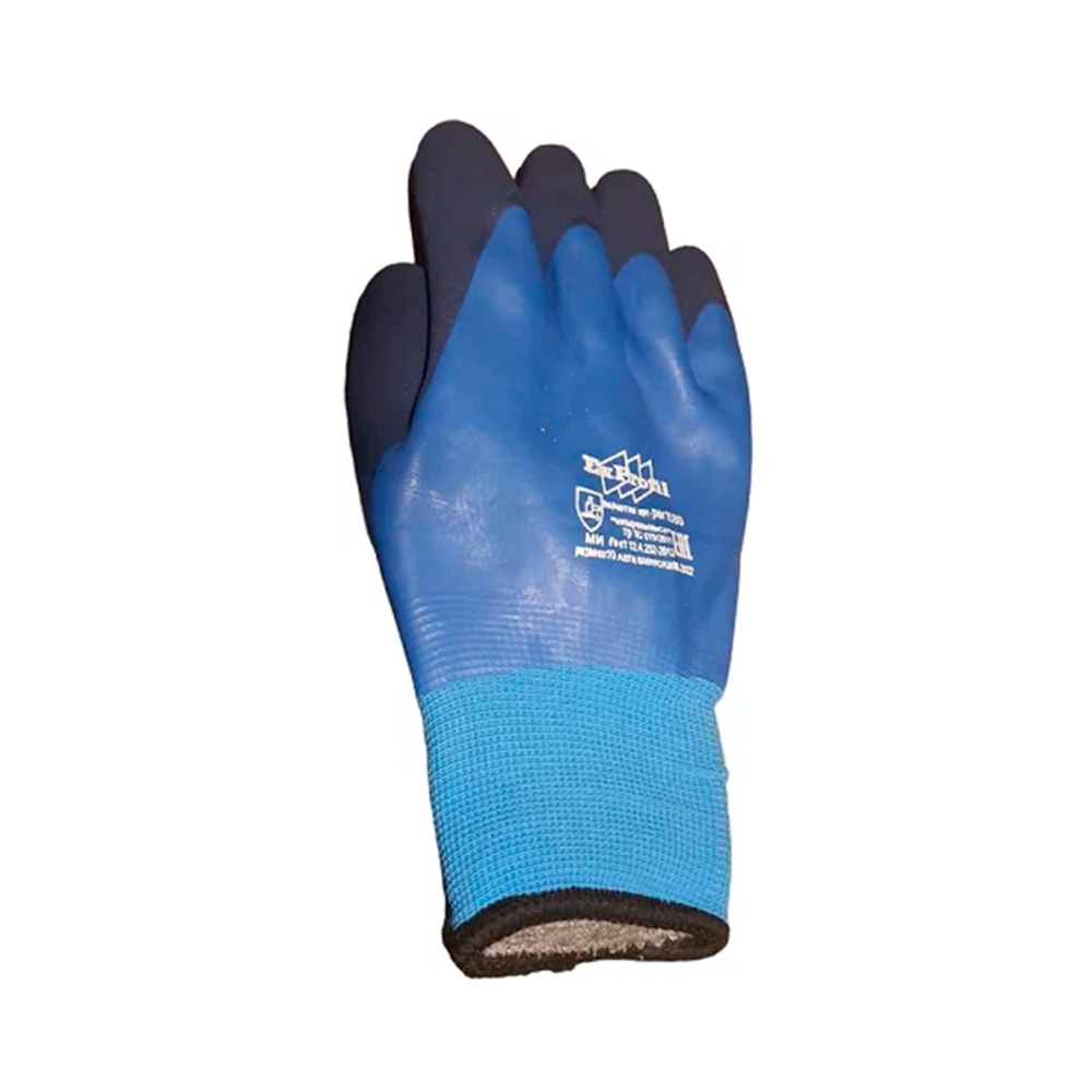 Перчатки утепленные акрилом нейлоновые прорезиненные *Ноготки Двойной облив* (-30С)