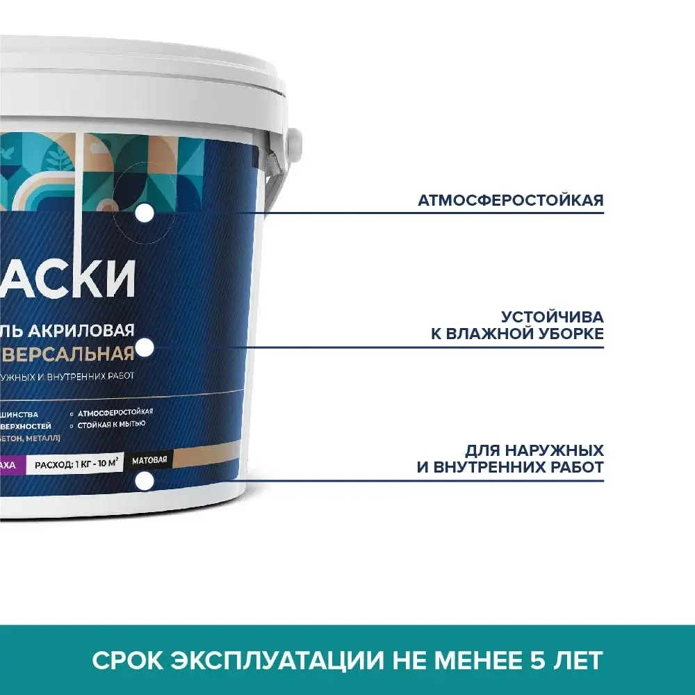 Эмаль акриловая универсальная ЯРКРАСКИ белая матовая без запаха, 0.9 кг
