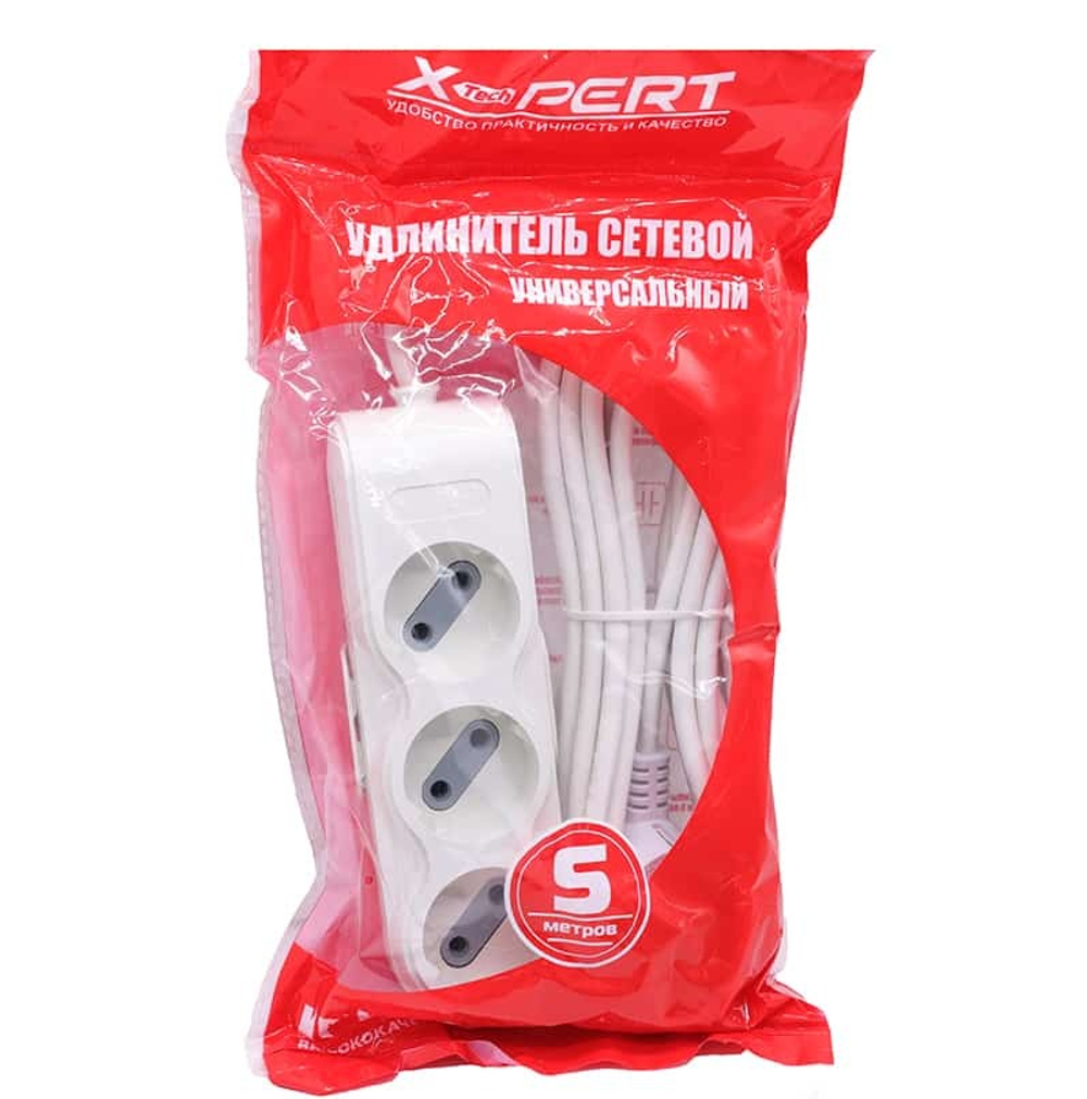Удлинитель сетевой X-PERT XP-L407, 3 розетки 5,0м (белый)