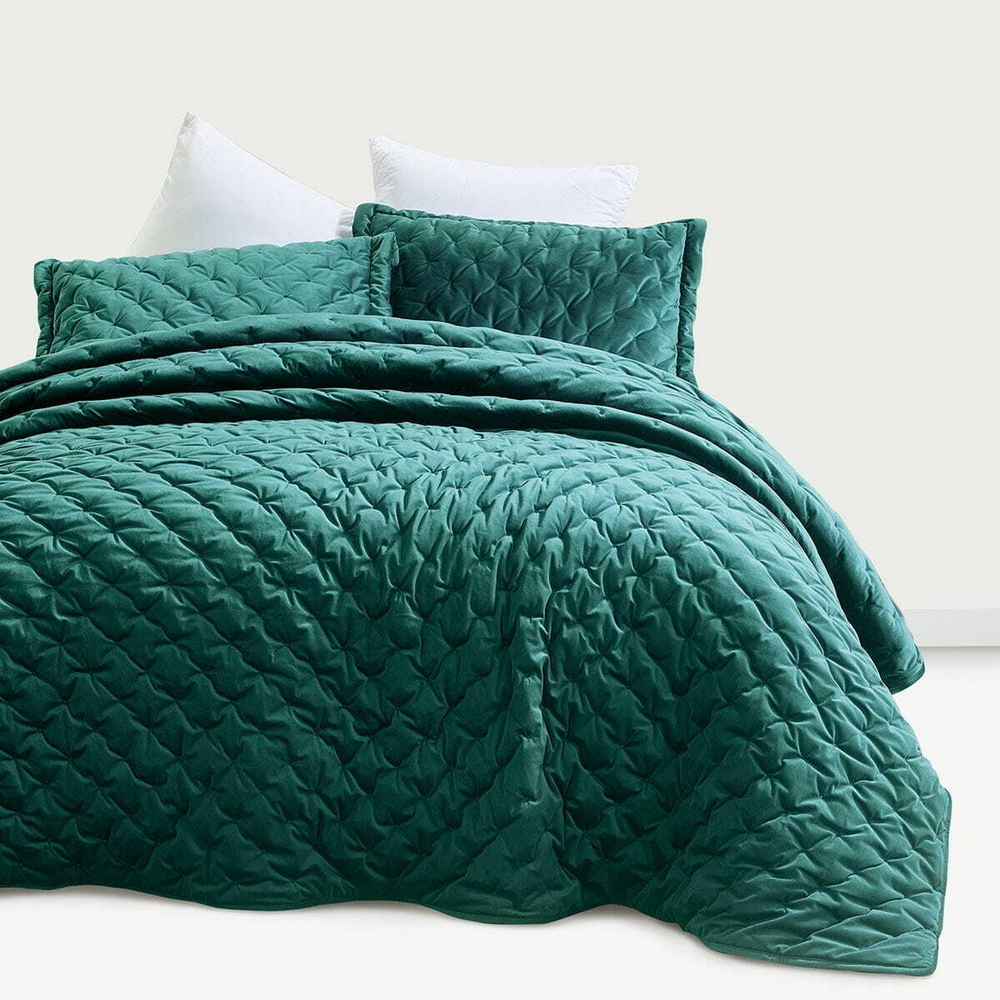 Покрывало 250х260 и 2 декоративные наволочки Arya home Ansel темно-бирюзовый