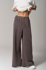 Брюки трикотажные wide leg коричневые