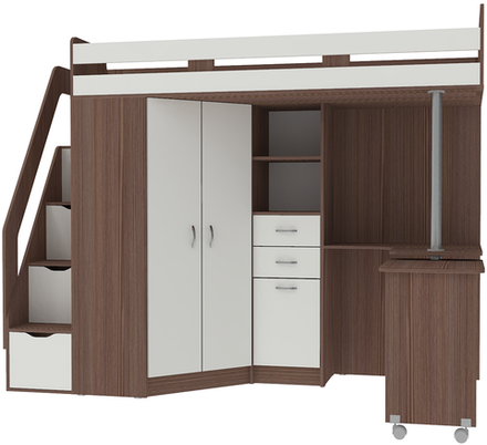 Кровать-чердак КарИВи Мийа Люкс Бодего Темный Белый