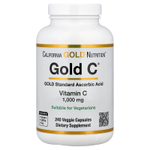 California Gold Nutrition, Gold C®, витамин C класса USP, 1000 мг, 240 растительных капсул