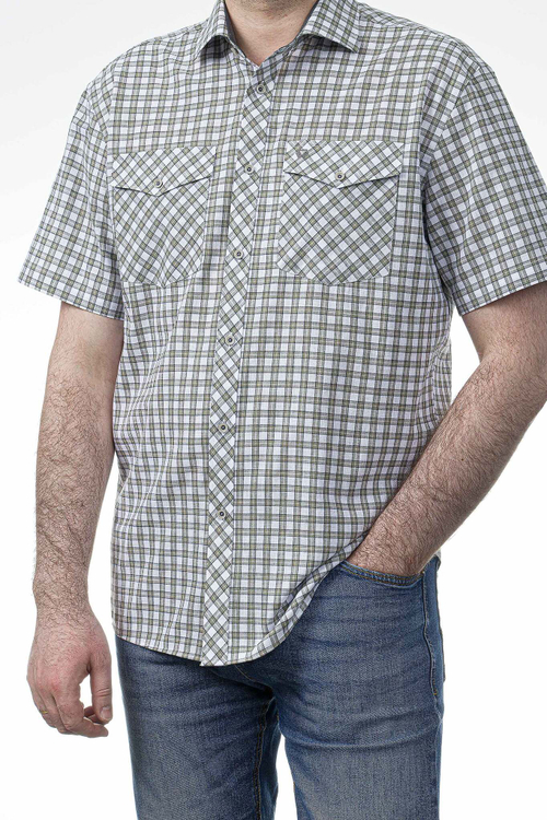 Сорочка мужская VESTER короткий рукав, клетка, хлопок