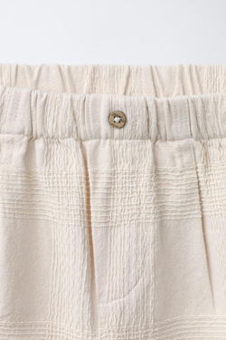 ZARA БРЮКИ ИЗ РЕЛЬЕФНОЙ ТКАНИ, ЭКРЮ