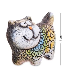 KK-143 Фигурка «Кот-Цветочный» шамот