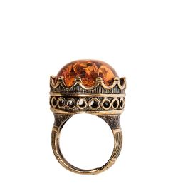 AM-2457 Кольцо «Корона» (латунь, янтарь)