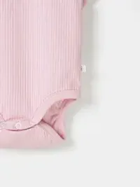 Боди с коротким рукавом "Пудра" из хлопка в рубчик 0+