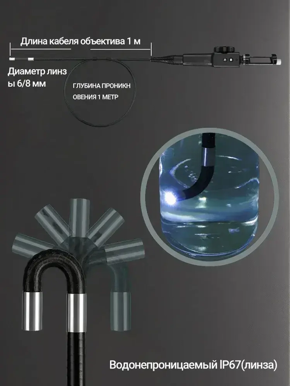 Jingleszcn двухсторонний 180 wifi промышленный endoscope 8.5mm 1080p инспекционная камера wi для iphone android