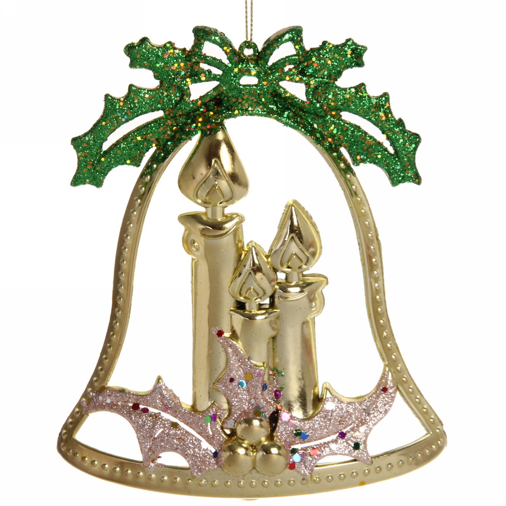 Украшение новогоднее «Колокольчик со свечами» 16,5*14,5 см, Золото