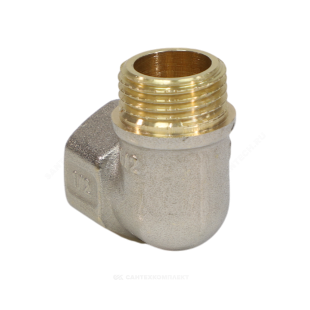 Угольник латунь никель реборда Ду 40 (1 1/2") ВР/НР 9006 ГОСТ 32585-2013 Aquasfera 9006-05