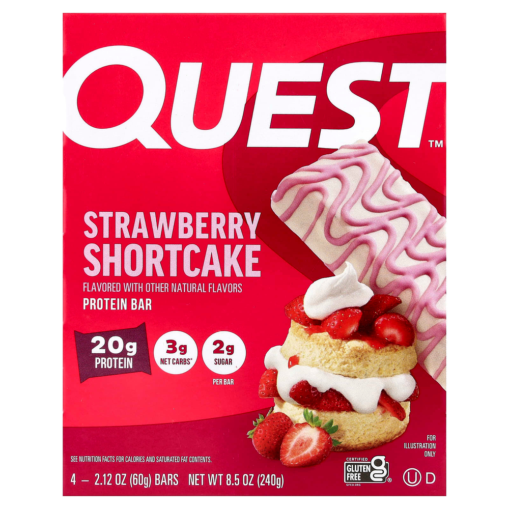 Quest Nutrition, протеиновый батончик, клубничное песочное печенье, 4 шт. по 60 г (2,12 унции)