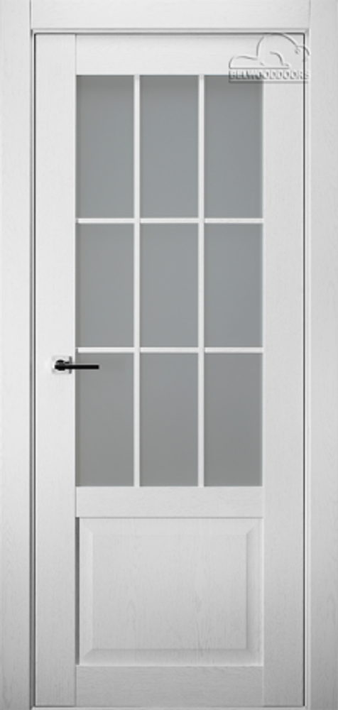 Дверь Амели / Цвет Дуб бранта / Мателюкс белый каленый / Двери Belwooddoors