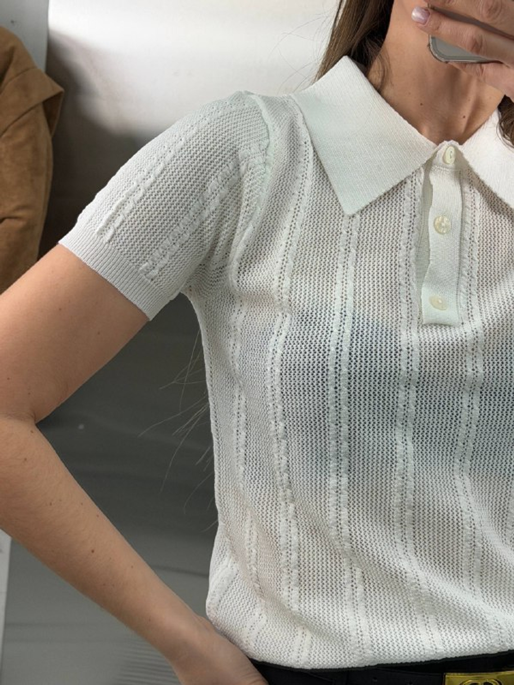 Футболка-поло женская арт. 0201 цвет "молочный"